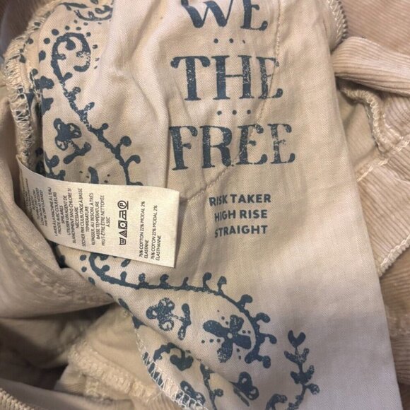 Free People We The Free Risk Taker High Rise Ivory Cord Jeans Size 25 NWT - Picture 6 of 7